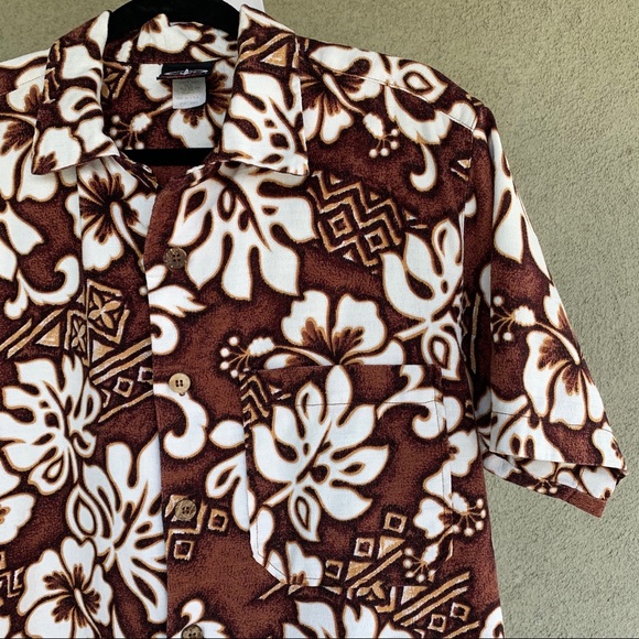 🌴 Hawaiian Barkcloth Shirt Tapa Tiki Floral 🌴 - Picture 8 of 12